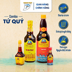 COMBO Tứ Quý nước mắm truyền thống Phú Quốc THỊNH PHÁT- chai 500ml- chai 200ml- chai 50ml- chai 650ml.