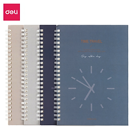 Sổ Lò Xo Kép A5 Deli - Sổ Gáy Xoắn 120 Trang Giấy Kẻ Ngang Chống Lóa - Sổ Tay Tập Vở Học Sinh Ghi Bài Takenote Planner