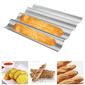 Khay Nướng Bánh Mì Khuôn Nướng Bánh Mì Baguette 3 Rãnh Tiện Dụng