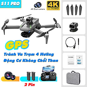 Mua Flycam mini giá rẻ camera kép 4K K998 máy bay điều khiển từ xa drone S11 Pro có cảm biến tránh va chạm  bay 25 phút  truyền hình ảnh trực tiếp về điện thoại  G.P.S tự quay trở về  động cơ không chổi than - hàng chính hãng