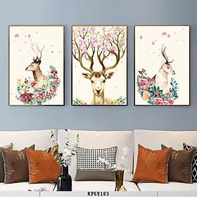 Mua Tranh Hươu Nghệ Thuật Trang Trí Tường - Tranh Canvas Bộ 3 Bức Treo Tường Giá Rẻ