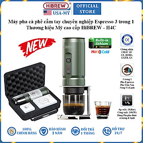 Máy pha cà phê cầm tay chuyên nghiệp Espresso 3 trong 1, dùng pin có thể pha cả nóng và lạnh HiBREW H4C - Hàng Chính Hãng