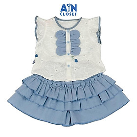 Bộ quần áo Ngắn bé gái họa tiết Hoa Nơ Xanh cotton Thêu - AICDBGKR4OB9 - AIN Closet
