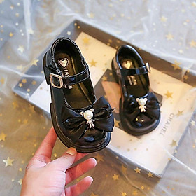 Giày búp bê bé gái kiểu dáng hàn quốc, đính nơ đá ngọċ quai dán chắc chân mẫu mới nhất