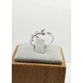 Nhẫn nữ trang sức bạc Ý S925 Bạc Xinh Huệ Ngân - Lá Oliu đẹp RR1347