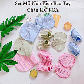 Bộ bao tay chân kèm mũ bé sơ sinh