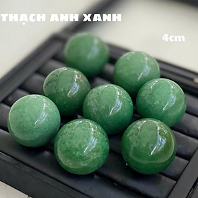 Bi Lăn Tay Đá Thạch Anh Xanh Tự Nhiên 4cm, Trang trí nhà cửa, thư giãn đôi bàn tay (1 viên)