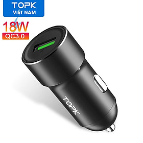 Tẩu sạc xe hơi TOPK G102Q USB 3.0, Sạc nhanh QC3.0 cho iPhone, Samsung, Xiaomi, Huawei - Hàng nhập khẩu 