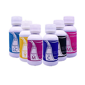 Bộ 6 Chai Mực In Phun Màu 100ml Media Pigment UV Cho Máy In Epson (B,C,M,Y,LC,LM) - Hàng Chính Hãng