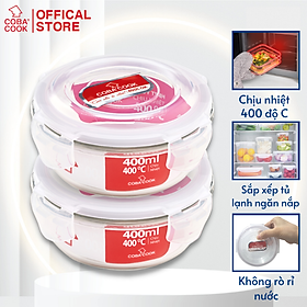 Mua BỘ 2 hộp thủy tinh chịu nhiệt hình tròn dung tích 400ml- CCR42