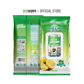 Mua Khăn giấy ướt lau bếp Ecowipes khổ lớn 30x20 cm Kitchen Wipes gói 42 tờ loại bỏ dầu mỡ và vết bẩn nhanh chóng