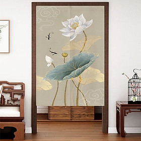 Mua Rèm Vải Khoen Lỗ  Khoen Ri Đô  Rèm Dán HOA SEN TRẮNG Vải Dày Khả Năng Chống Nắng Cao