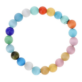 Hình ảnh Natural Beads Bracelet Multicolor Elastic Agate Bangle Jewelry with Box 8mm