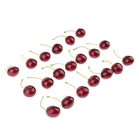 Simulation Fruit Cherry Artificial Fake Fruit Cherries Hand Made Fruit Decorations 20 Capsules