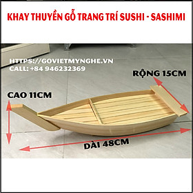 Mua  Dài 48cm - Hàng chuẩn Nhật  Khay thuyền gỗ đựng sushi sashimi - khay thuyền gỗ để setup lẩu - Dài 48cm