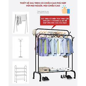 Mua Giá Treo Quần Áo Kệ Treo Đồ 2 Khung 1 Tầng Có Bánh Xe Chất Liệu Sơn Tĩnh Điện Chiều Dài 110cm Giá Rẻ