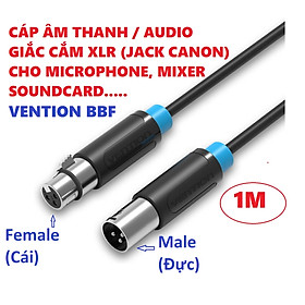 Dây cáp âm thanh giắc cắm XLR ( jack canon ) cho microphone mixer amply soundcard Vention BBF _  Hàng chính hãng