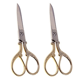 2 Pieces Stainless Steel Tailor Sewing Scissors Shears DIY Tools Gold