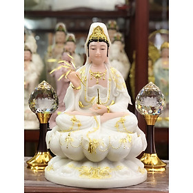Mua  Đồ thờ cúng  Tượng Phật Quán Thế Âm ngồi xếp bằng kết ấn thiền định  gương mặt thanh tao phúc hậu