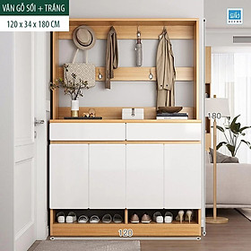 Tủ Giày Đa Năng SIB Decor Tích Hợp 6 Móc Treo Đồ Tiện Lợi, Đặt Tại Lối Vào Phòng Khách