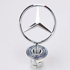 Logo thương hiệu Mercedes-benz gắn capo đầu xe hơi cao cấp, chất liệu hợp kim mạ crom (2 lựa chọn thiết kế logo ở chân và không có logo)