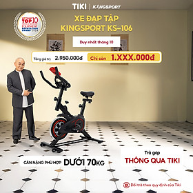 Xe đạp tập KINGSPORT KS-106 khung,  khung sườn chắc chắn, tích hợp đồng hồ đo lường chỉ số, cân nặng phù hợp từ dưới 70kg