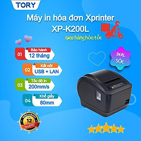 Máy in bill, in hóa đơn, in nhiệt Xprinter XP-K200L cổng USB + LAN. Máy in