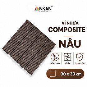 Sàn Vỉ Gỗ Nhựa Composite Cao Cấp, Lót Sàn Ban Công Nhà Tắm, Vỉ Dày Chắc Chắn Có Vít Ốc Dưới Nan, Màu Nâu Mới, Dễ Dàng Lắp Đặt