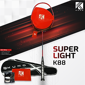 Vợt Cầu Lông Kuno Super Light K88, 6U Thân Dẻo, Công Thủ Toàn, Căng Sẵn 10kg