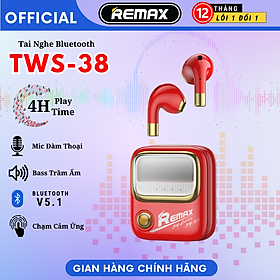 Mua Tai nghe True Wireless Remax TWS-38 phong cách retro âm thanh chuẩn HIFI chạm cảm ứng có mic dùng cho IOS và Android - Hàng Chính Hãng Remax