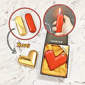 Mua Hột quẹt bật lửa hình trái tim xoay 360 độ - quà tặng valentine