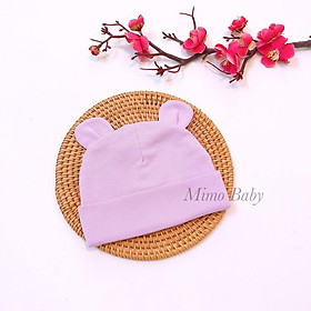 Mũ cotton sơ sinh tai gấu cho bé (0-6m) Full 10 màu