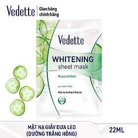 Combo 6 Mặt Nạ Trắng Hồng Tự Nhiên Vedette Whitening Sheet Mask Set (Cucumber) 22mlx6