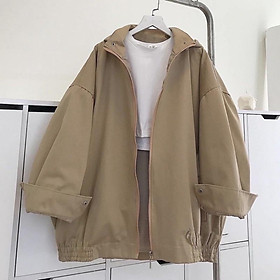 Áo khoác kaki trơn nón 2 lớp màu tan form rộng nam nữ unisex áo khoác zip jaystoree