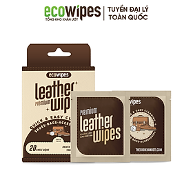 Hộp 20 gói khăn giấy ướt vệ sinh dưỡng bóng giày da, đồ da Leather Wipes Travel Size Premium gói 1 tờ làm sáng giày ngay lập tức