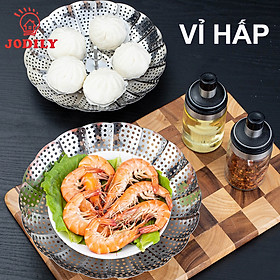 Rổ Hấp Xửng Hấp Inox Hình Cánh Hoa Thu Vào Mở Ra Tiện Dụng