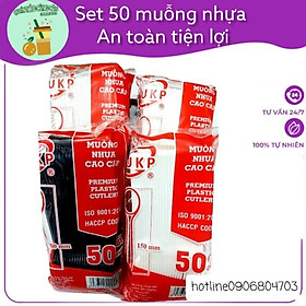 Mua set 50 muỗng nhựa dẻo nhiều màu 15cm dùng 1 lần cao cấp không tạp chất gây hại