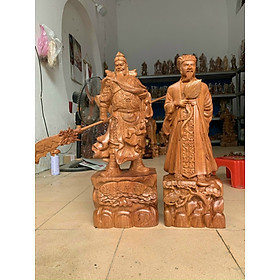 Mua Cặp tượng quan văn  quan võ song toàn  khổng minh gia cát lượng  và tượng quan công bằng gỗ hương đá kt cao 60×16×15cm