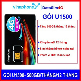 Sim 4G Vinaphone Trọn Gói 12 Tháng – U1500 – Tặng 500GB/tháng Trọn Gói 1 Năm hàng chính hãng