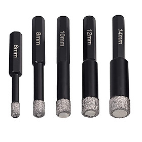 Khoan khoan khoan 5 PC Diamond Bell 6 mm 8 mm 10 mm 10 mm 12 mm 14 mm thành công bằng cách chèn sáp cho gạch gốm trong sứ màu xanh lá cây sứ sứ