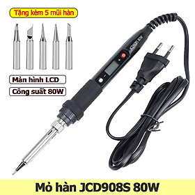 Mỏ hàn thiếc JCD 908S 80W có điều chỉnh nhiệt độ màn hình LCD +5 mũi hàn