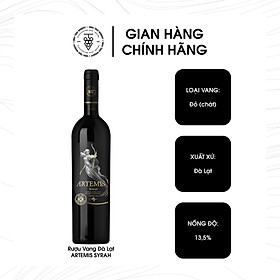 Rượu Vang Đỏ Vĩnh Tiến Đà Lạt Artemis Syrah 13,5% Vol - Chai 750ml.