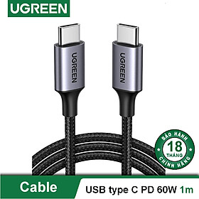 Hình ảnh Cáp sạc nhanh USB type C PD 60W dài 0.5m UGREEN US261 - Hàng nhập khẩu chính hãng