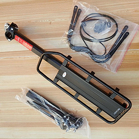 Ba ga xe đạp, gác baga xe đạp đa năng, chất liệu hợp kim nhôm bắt cốt yên chắc chắn. Phù hợp cho xe cỡ 24, 26, 27 inch