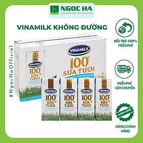 Thùng 48 Hộp Sữa Tươi Tiệt Trùng Vinamilk 100% Không Đường (180ml / Hộp)