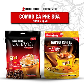 COMBO 2 Túi Cà Phê Sữa Chuyên Uống Nóng và Đá Napoli Coffee - Cafe Hoà Tan 3in1- Cà Phê SẠCH (50 gói x 16g & 35 gói x 22g)