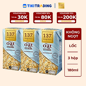 [ND][HSD: 27.11.2026] Lốc 3 Hộp Sữa Hạt Yến Mạch Không Đường 137 DEGREES 180ml