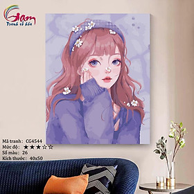 Mua Tranh số hoá cô gái dễ thương mới lọ màu to 5ml + 2 bộ cọ + khung 2.5cm CG4544