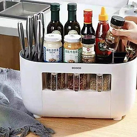 Kệ Đựng Gia Vị và Dụng Cụ Nhà Bếp Thông Minh ECOCO có 3 Hộp Đựng Gia Vị Chia Ngăn