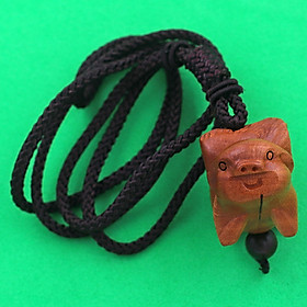 Mặt dây chuyền tuổi Hợi ( heo ) gỗ đào kèm vòng cổ dây dù, vòng cổ dây chuyền